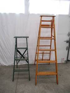 Lot of 2 Vintage Painted Step Ladders