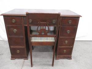Vintage 9 drawer Kneehole Desk & Chair