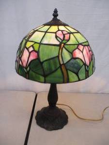 Table Top Lamp. Stained Glass Antique Style.