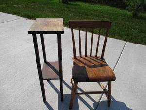 Childs Wood Chair and Small Table