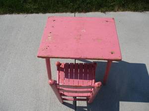 Childs Wood Painted Chair & Table