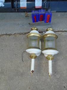 Qty of 2 outside carriage lights. As shown.