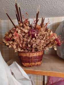 lot 32 image: About 2-Dozen Silk Flower and other Assorted Artificial Flower Arrangements, Many with Vases