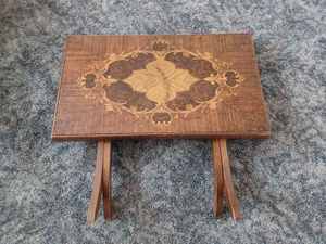 lot 33 image: Small Vintage Wood Folding Table 25.75-inches wide by 15-inches deep by 20-inches tall