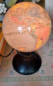 lot 57 image: Small Fucashun Lighted World Globe - Working Order, 8-inches Round by 12-inches tall