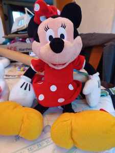 lot 64 image: 13 Assorted Toy Animal 16-inch Tall Minnie Mouse, Two Tweety Birds, Teddy Bears, White Seal, and Cuddly Geese