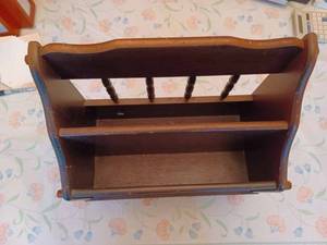 lot 75 image: Wooden Magazine Rack 15.75-inches wide by 16-inches tall by 8-inches deep