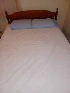 lot 154 image: Queen Size Bed with Frame and Headboard, Box Spring and Mattress 59-inches wide by 79-inches long