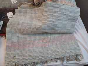 lot 174 image: 25-inch by 47-inch, 25-inch by 31-inch, and a 25.5-inch by 31-inch with Paint Stains Home-Made Throw Rugs