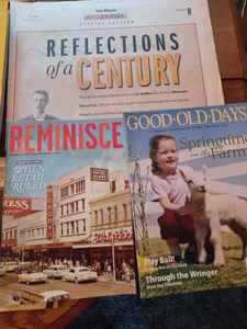 lot 224 image: Six Historic Editions of Newspapers, Local Pamphlets, 100 Years Klein Bank Calendar, Reminisce and Good Old Days Magazines
