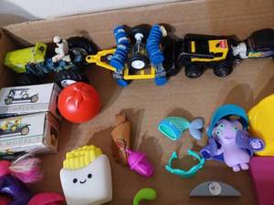 lot 269 image: Box of Toys - Cars, Tractor and Disk, Motorcycle, and More