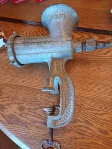 lot 318 image: Vintage Enterprise Meat Chopper with Handle (Not in Photo), Package of Paraseal Wax for Candles and Canning,
