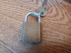 lot 321 image: Ornate Footed Etched Bowl-Heavy, Vintage Globe Master Padlock with Key, Box of Buttons and Sewing Items,
