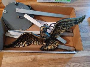 lot 354 image: 16-inch Hanging Metal Eagle and a Home-Made Wind Chime, Plus Two Ornate Wind Chimes
