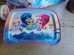 lot 419 image: Doll Stroller, Childs Metal Breakfast-in-Bed Tray and a Disney Princess Kite, Needs Repair, and a Jump Rope