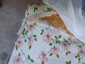 lot 429 image: Vintage Chair with Floral Pattern and Skirt, Corner of Cushion Needs Repair