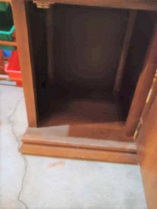 lot 450 image: Step-Up End Table and a Wood End Table with Door and Storage
