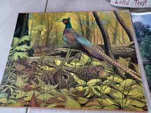 lot 513 image: Two Pictures Ready for Framing 4-Pheasants 20-inches wide by 16-inches tall, Flour Mill 20-inches wide by 16-inches tall,