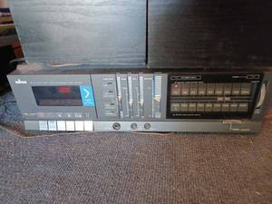 lot 529 image: Funai DVD Player Combination VCR, Unitech Am-FM Cassette Deck and a Pair of Speakers