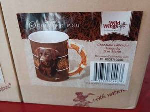 lot 533 image: Pair of Ceramic Labrador Sculpted Mugs by Wild Wing, Box of Coasters and a New Coaster Holder, All in Original Boxes