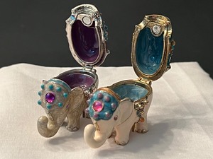 lot 23 image: Two Miniature Monet Elephant Figurine Trinket Boxes