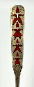 lot 61 image: Vintage Michelsen Sterling and Enamel Christmas Spoon