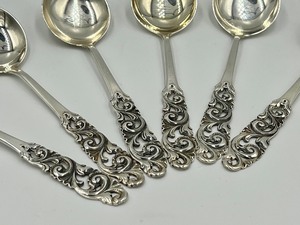 lot 49 image: Set of Six Norwegian Silver Brodrene Mylius Tele Pattern Small Spoons