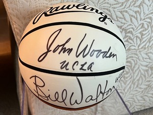 lot 36 image: Signed Basketball by John Wooden and Bill Walton