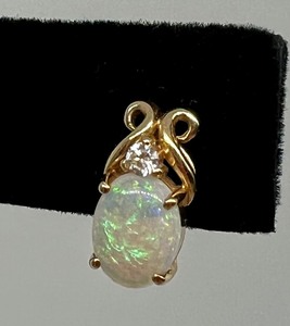 lot 113 image: Pair of 14k and Opal Earrings
