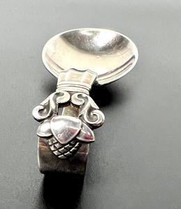 lot 152 image: Georg Jensen Acorn Sterling Curved Spoon