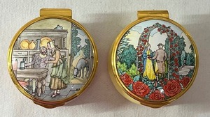 lot 171 image: Two English Enamel Trinket Boxes for Franklin Mint- Poetry of Love