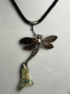 lot 182 image: Gorgeous Artisan Created Dragonfly and Stone Brooch