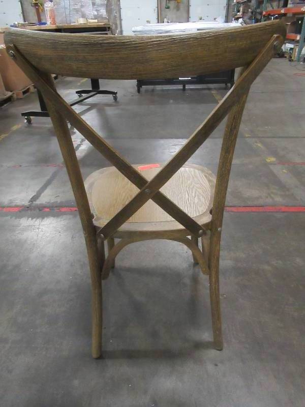 lot 109 image: Flash Furniture Advantage Early American Wood X-Back Chair, X-back-EAW-EC - Chip on Front Leg.