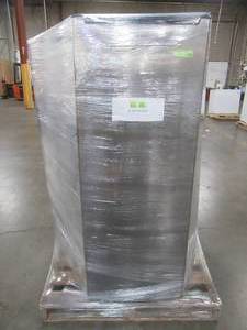 lot 150 image: LARGE WHOLESALESALVAGE PALLET (3 Pieces) OF THOMPSON UPRIGHT FREEZERS AND TOP FREEZER REFRIGERATORS