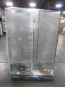 lot 151 image: LARGE WHOLESALESALVAGE PALLET (4 Pieces) OF THOMPSON UPRIGHT FREEZERS AND TOP FREEZER REFRIGERATOR