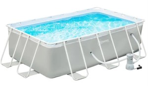 lot 175 image: Outsunny 11 ft. x 7 ft. Rectangular 32 in. Alloy Steel Frame Pool with Filter Pump, 848-032V80LG. - Unclaimed Freight.