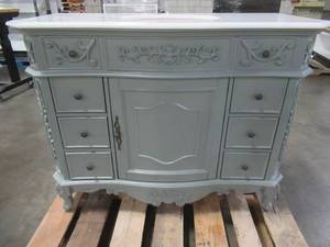 lot 179 image: Winslow 45 in. W x 22 in. D Bath Vanity in Antique Gray with Vanity Top in White Marble with White Basin - NICE