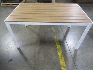 lot 180 image: Lilac Outdoor Dining Table in White, Slight Denting on corners.