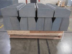 lot 204 image: 12 Wood Display Bins, Approximately 46 x 14 D. 7 storage compartments each. Used in retail store.