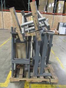 lot 212 image: Pallet of Wood Flooring Display Racks - Used for interlocking flooring display and retail signage. Approximately 18 x 22 x 43 Tall.
