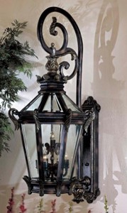 lot 100 image: HUGE Minka Lavery 63 14 Stratford Hall 9-Light Heritage Outdoor Wall Lantern Sconce with Gold Highlights, 9091-95 - NEW, UNCLAIMED FREIGHT