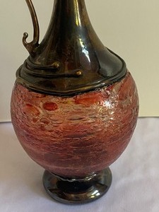 lot 36 image: Vintage Sterling Silver and Art Glass Handled Vessel