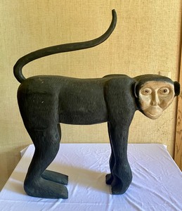 lot 22 image: Carved Wooden Monkey Figurine