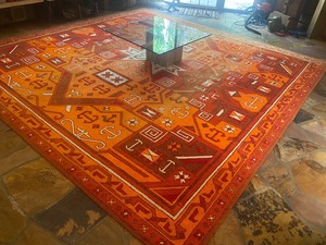 lot 10 image: Amazing Large Orange Pattern Are Rug by Edward Fields