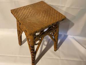 lot 220 image: Vintage Wicker Stool