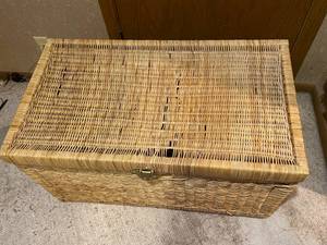 lot 236 image: Vintage Wicker Chest With Brass Accents