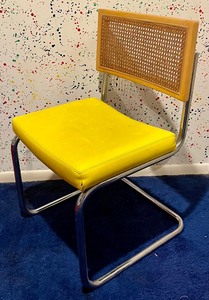 lot 278 image: 2 Vintage Thayer Coggin Yellow Seated Cane Back Chairs
