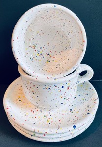 lot 334 image: Vintage Colorful Confetti Dishware from Germany