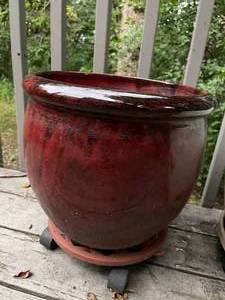 lot 240 image: Two Large Ceramic Planters With Rolling Bases
