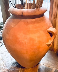 lot 400 image: Large Pottery Vessel with Twig Decor